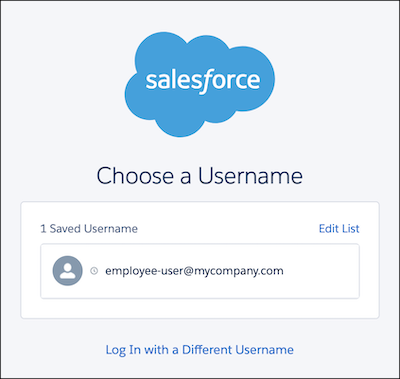 Salesforce 登录页面包含保存的用户名