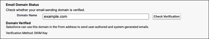 Result when a domain is verified.