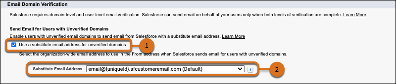 Settings in the “Email Domain Verification” section.