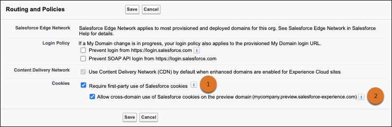 La section Acheminement et stratégies de la page Configuration de Mon domaine.