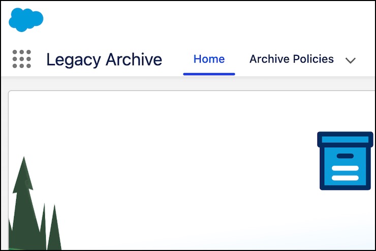 Página de destino de la aplicación Archivo heredada