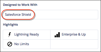 Ikon for Salesforce Shield-kompatibilitet på AppExchange
