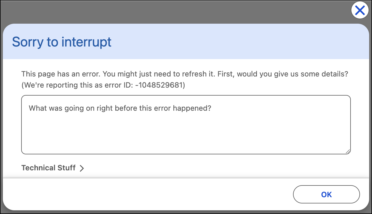 Modal error window