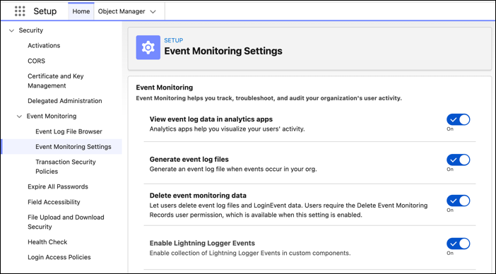 Settings for Real-Time Event Monitoring