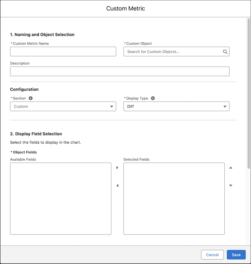 New custom metric modal