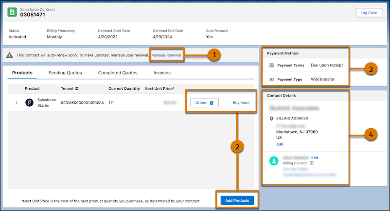 Use the Contract Details page to manage your renewal (annual subscription)