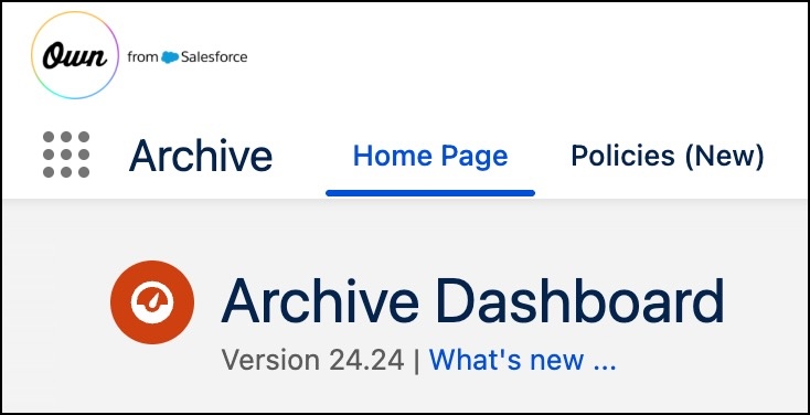 Archive managed package landing page