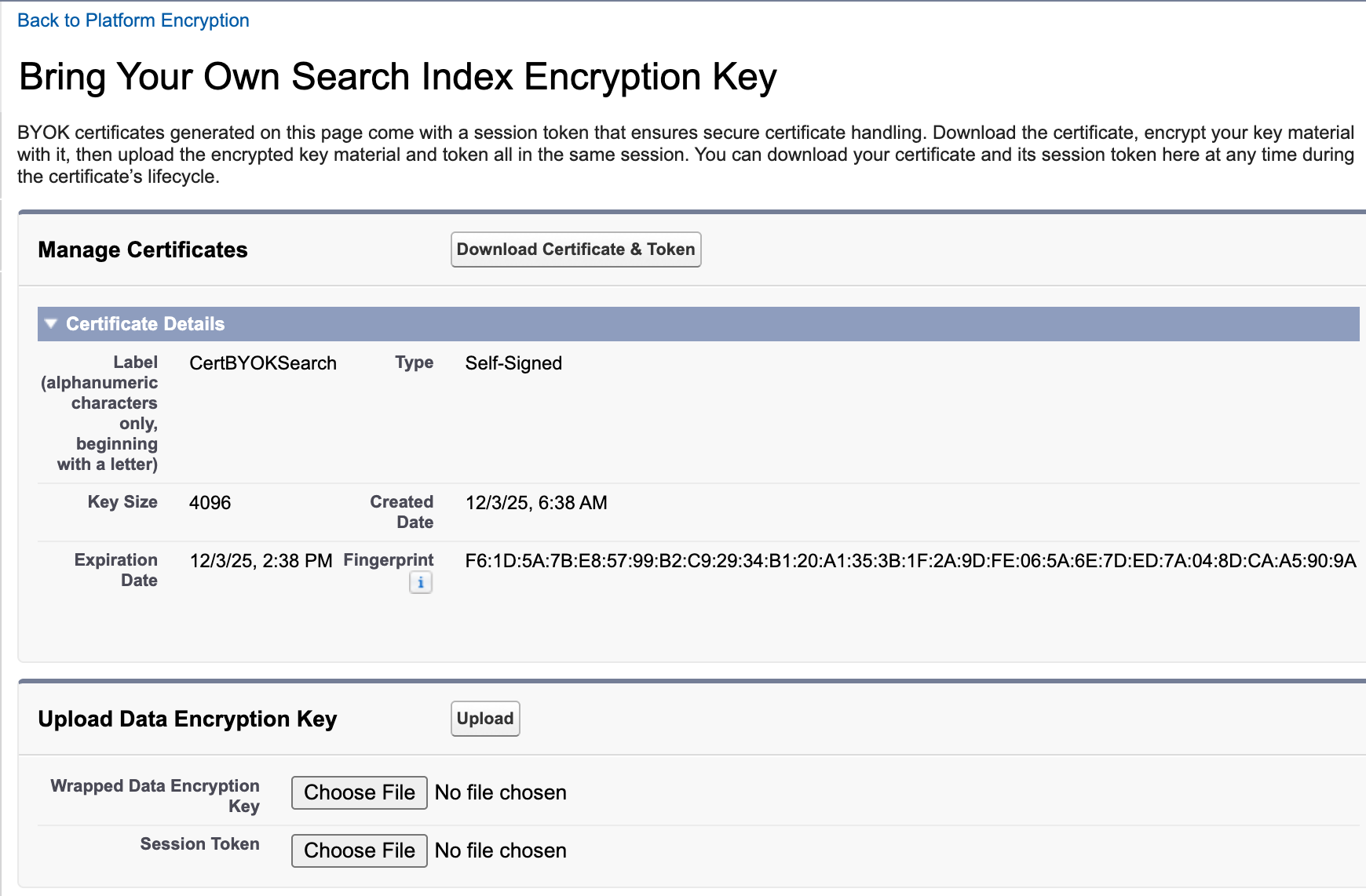 Een DEK uploaden voor zoekindex encryptie
