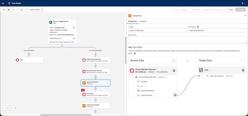 変換要素は、公開グループのメンバーのユーザー ID を収集します。